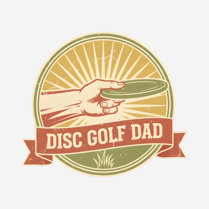 Disc Golf Dad - Vintage Badge design close-up