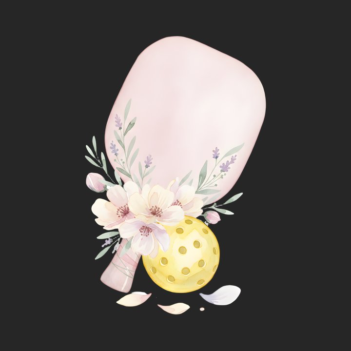 Watercolor Pickleball Bouquet design close-up