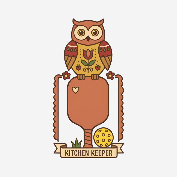 Folk Art Kitchen Guardian Owl design close-up