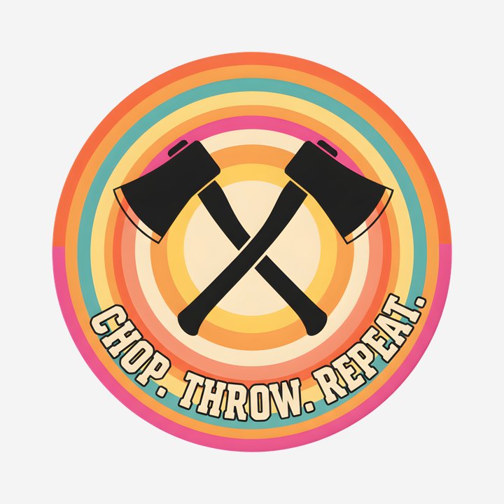 Crossed Hatchets Sunburst Badge design close-up