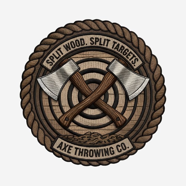 Crossed Hatchets Timber Badge design close-up