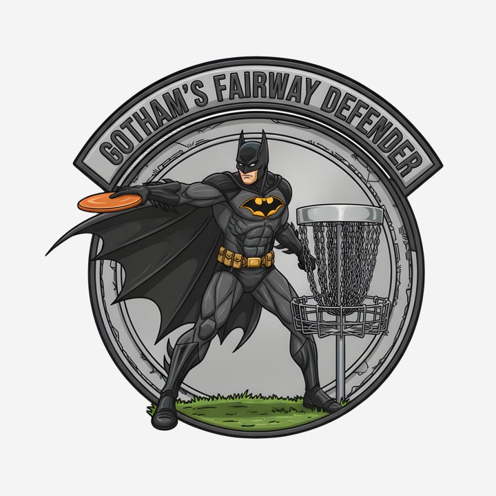 Batman: Gotham's Disc Golf Guardian Badge design close-up