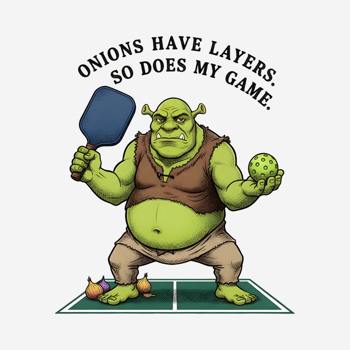 Shrek Loves Layers, Not Losing (Pickleball) design close-up