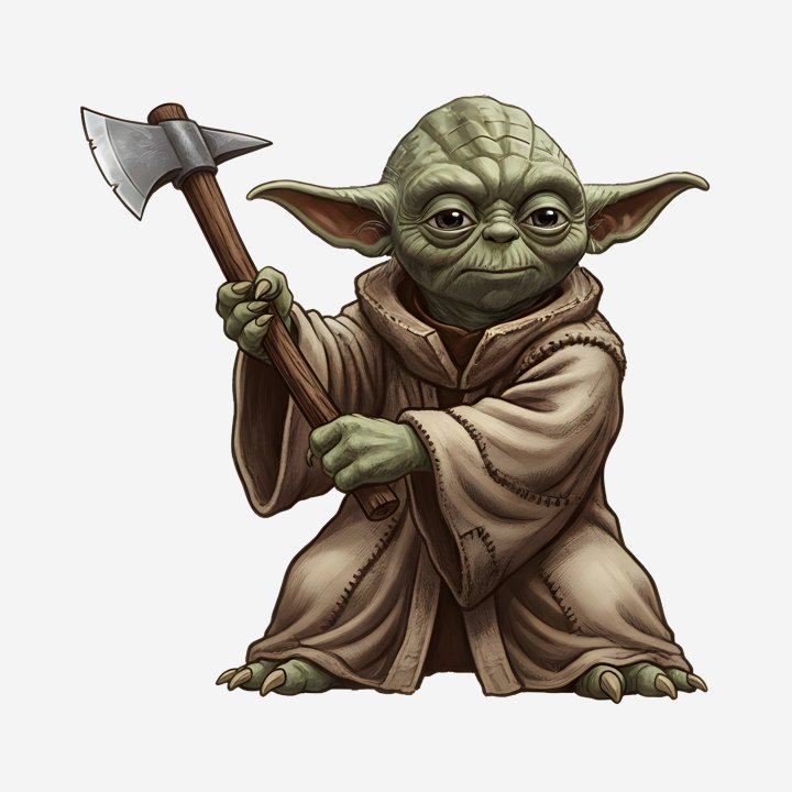 Yoda Axe Throwing Master design close-up